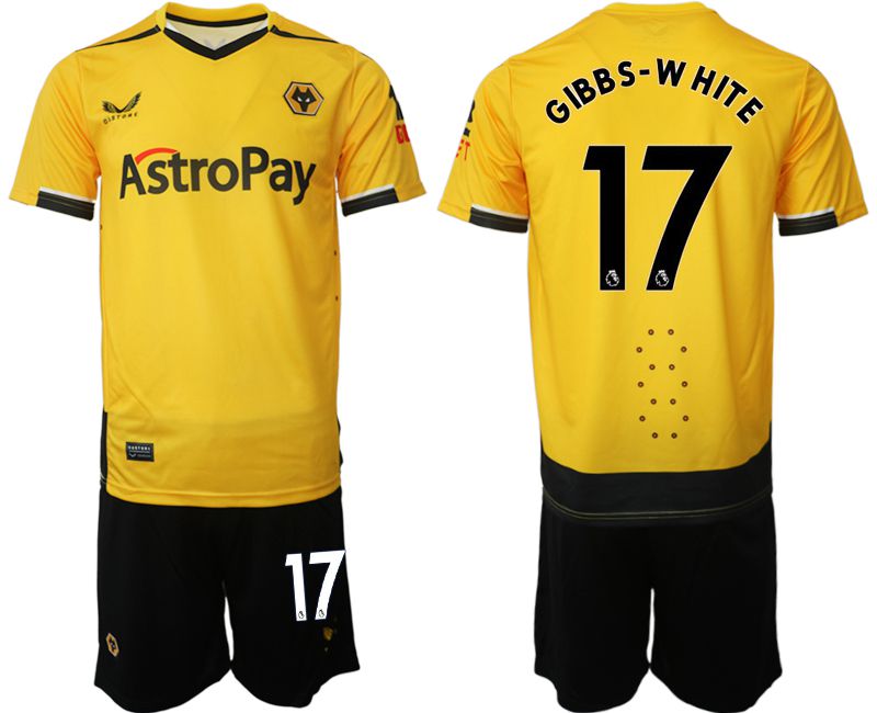 Men 2022-2023 Club Wolverhampton Wanderers home yellow #17 Soccer Jersey->other club jersey->Soccer Club Jersey